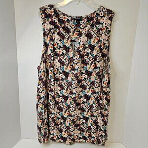 Torrid Women Pink Floral Rayon Crepe Metal Keyhole Tank Size 3 (22-23)